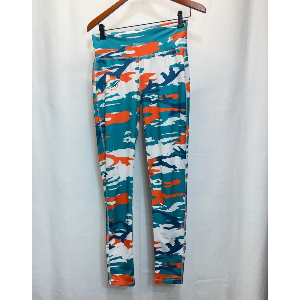 Miami Dolphins NFL Zubaz Leggings Womens Medium Teal Orange Camo Activewear